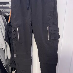 Men's Black Cargo Pants with Zipper Pockets